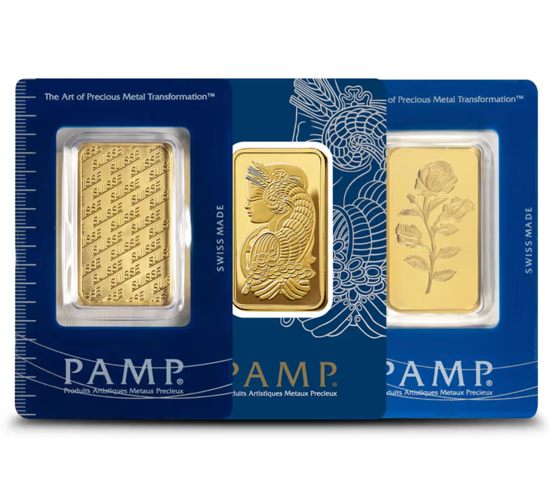 1 oz PAMP Suisse Gold Bar (Varied Design w/ Assay)