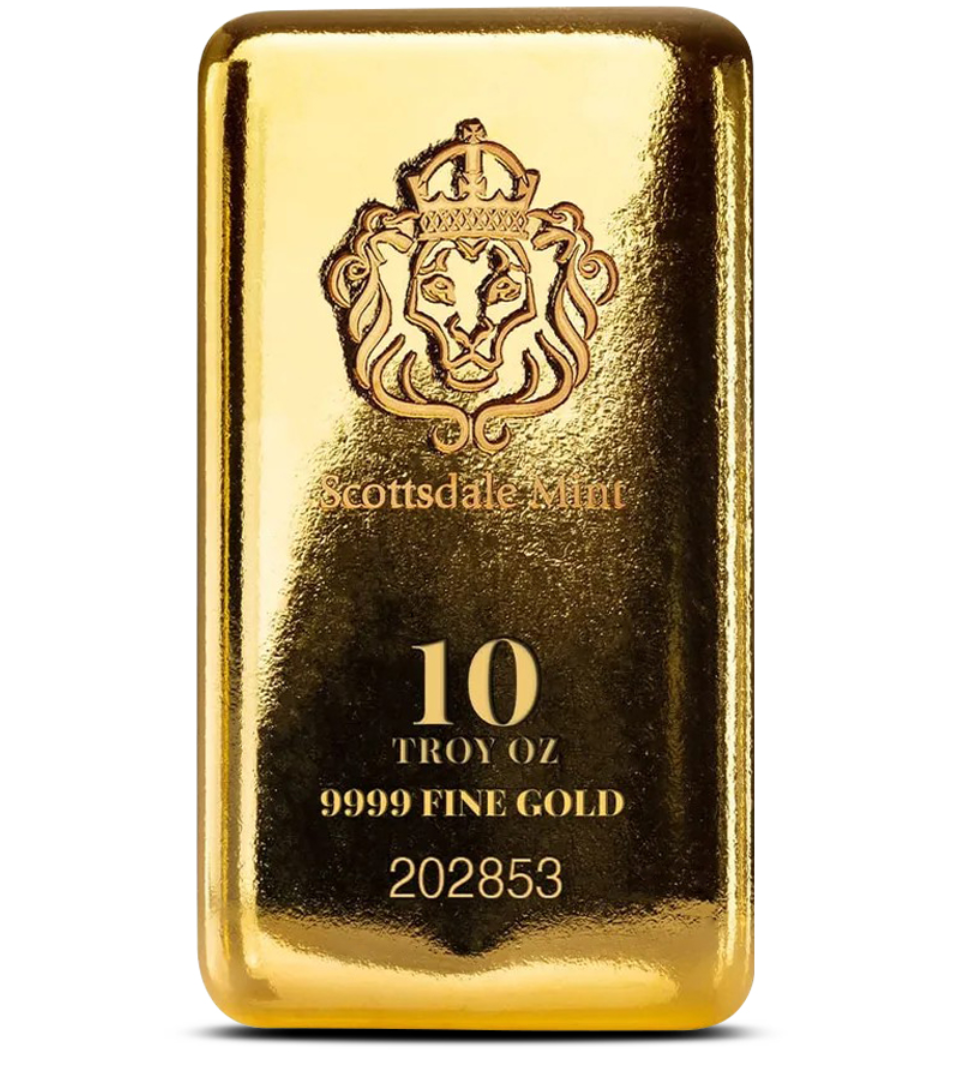 10 oz Scottsdale Mint Cast Gold Bar (New)